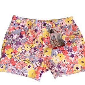 Levis Girls Girlfriend Short Floral Stretch Denim Shorts 14 Regular Multicolor